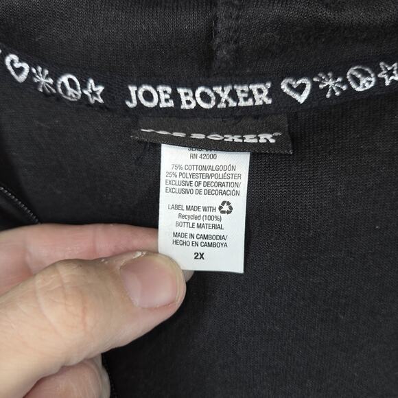 Vtg Joe Boxer Velour Jacket Womens Black XL Hooded Embellished Angel Wings NWT - Picture 4 of 11